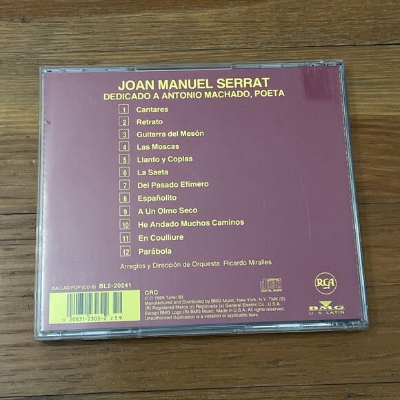 Joan Manuel Serrat: Dedicado A Antonio Machado Poeta CD BMG Latin TESTED - Picture 3 of 8